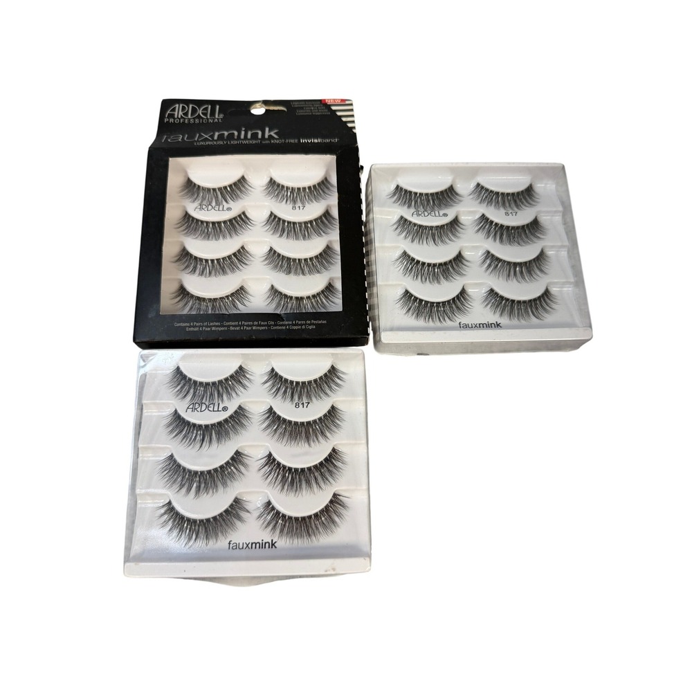 Ardell Professional Faux Mink 817 False Eyelashes 4 Pair Multi-Pack Lot of‎ 3